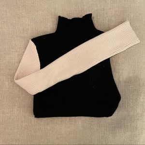 Zara Black & White Mock Neck Sweater